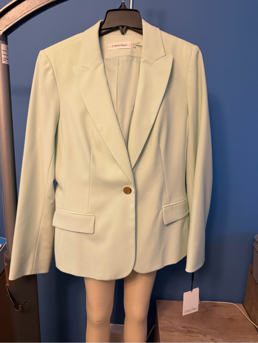 Calvin Klein Mint Green Single-Button Blazer and Pant